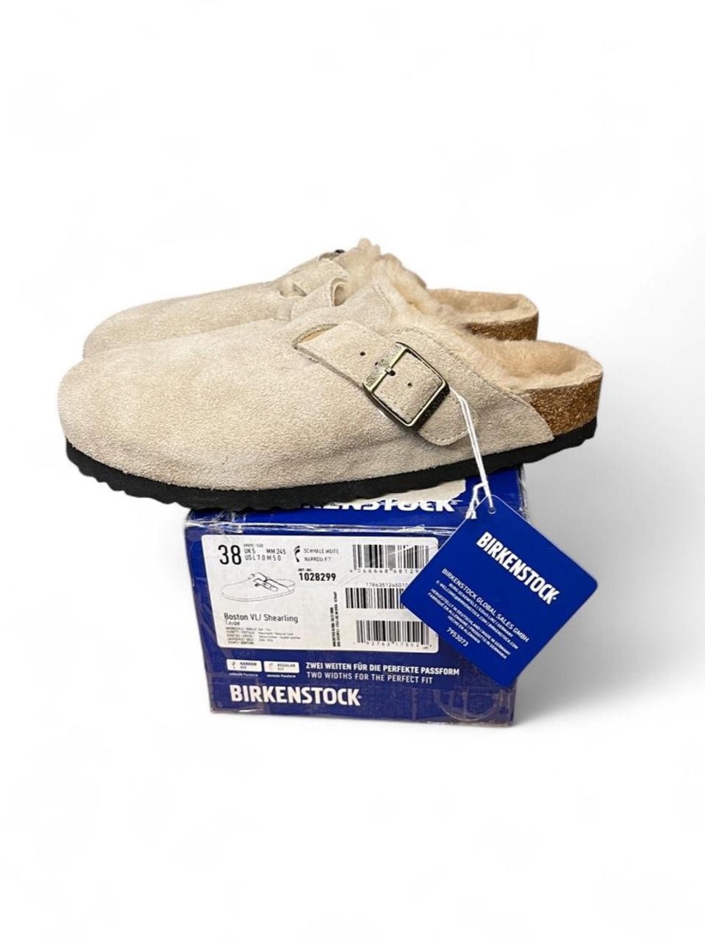Birkenstock Boston Shearling Taupe Suede Clogs EU 38 Women’s 7 Narrow